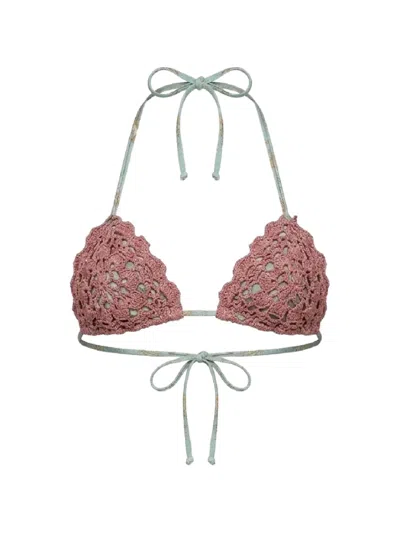 Del Maar Zuna Crochet-detail Bikini Top In Blue