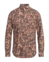 Del Siena Man Shirt Brown Size 16 Cotton