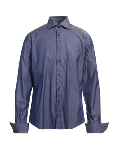 Del Siena Man Shirt Dark Purple Size 17 Cotton