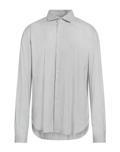 Del Siena Man Shirt Light Grey Size 17 ¾ Cotton, Lyocell In Gray