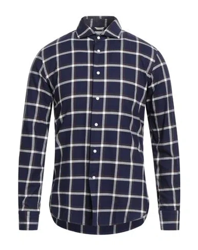 Del Siena Man Shirt Navy Size 17 ½ Cotton In Blue