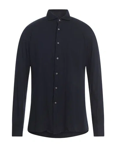 Del Siena Man Shirt Navy Size Xxl Cotton, Cashmere In Blue