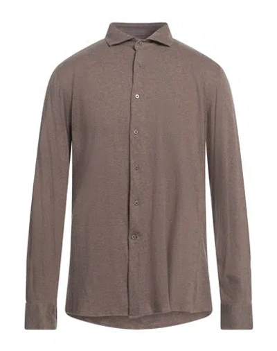 Del Siena Man Shirt Taupe Size Xxl Cotton, Cashmere In Gray