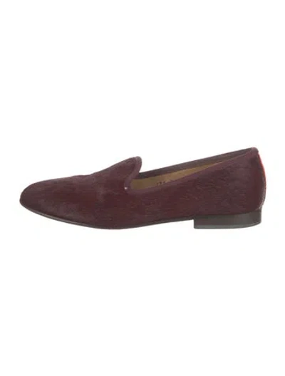 Pre-owned Del Toro Ponyhair Animal Print Loafers In Burgundy