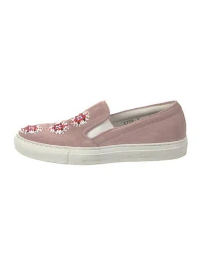 Pre-owned Del Toro Suede Beaded Accents Sneakers In Pink