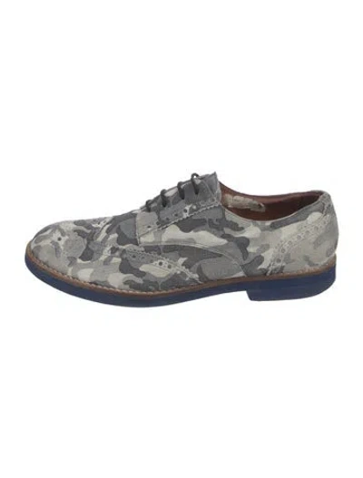 Pre-owned Del Toro Suede Camouflage Print Brogues In Gray