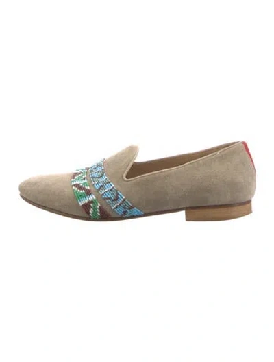Pre-owned Del Toro Suede Graphic Print Loafers In Neutrals