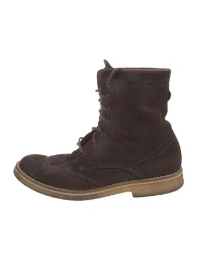 Pre-owned Del Toro Suede Lace-up Boots In Brown