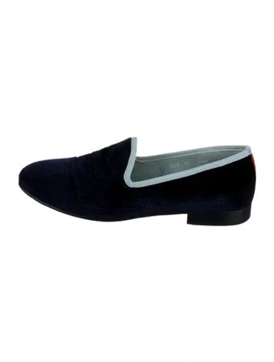 Pre-owned Del Toro Velvet Embroidered Accent Loafers In Blue