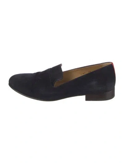 Pre-owned Del Toro Velvet Embroidered Accent Loafers In Blue