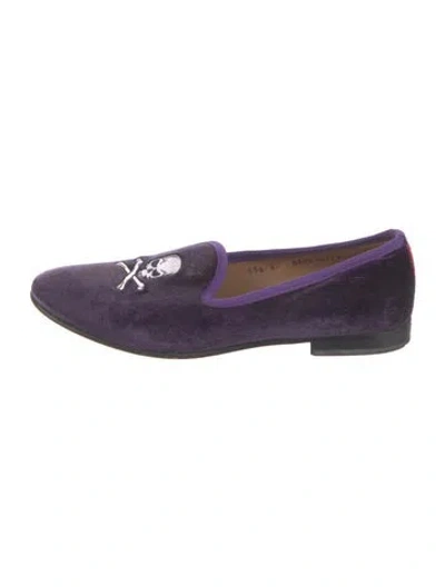 Pre-owned Del Toro Velvet Embroidered Accent Loafers In Purple