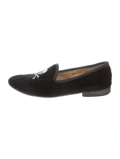 Pre-owned Del Toro Velvet Graphic Print Loafers In Black