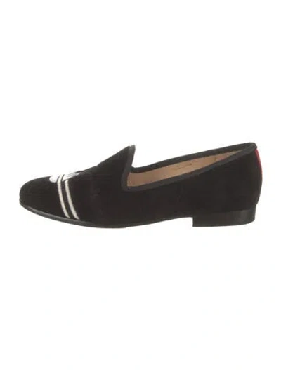 Pre-owned Del Toro Velvet Graphic Print Loafers In Black