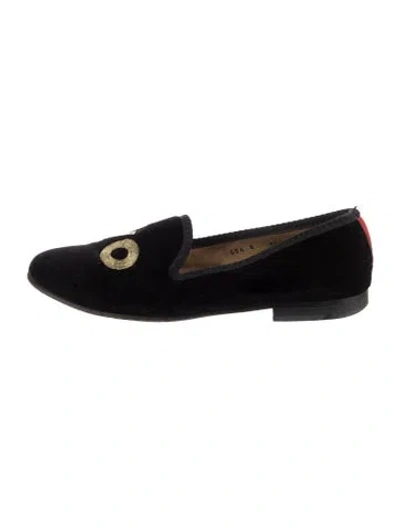 Pre-owned Del Toro Velvet Graphic Print Loafers In Black