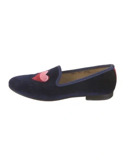 Pre-owned Del Toro Velvet Graphic Print Loafers In Blue