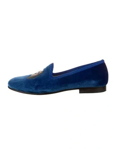 Pre-owned Del Toro Velvet Graphic Print Loafers In Blue