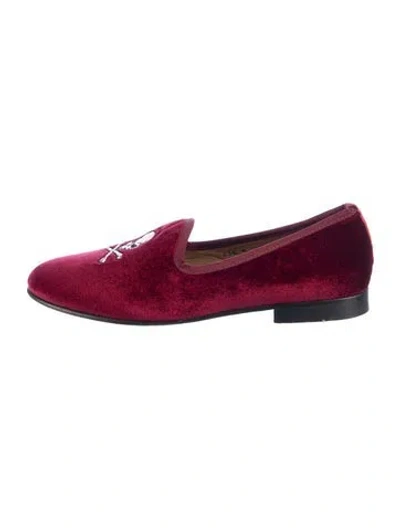 Pre-owned Del Toro Velvet Graphic Print Loafers In Burgundy
