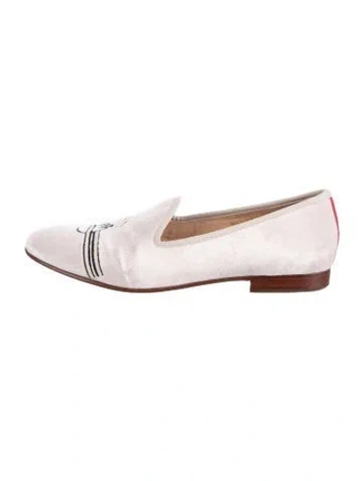 Pre-owned Del Toro Velvet Graphic Print Slippers In Pink/red