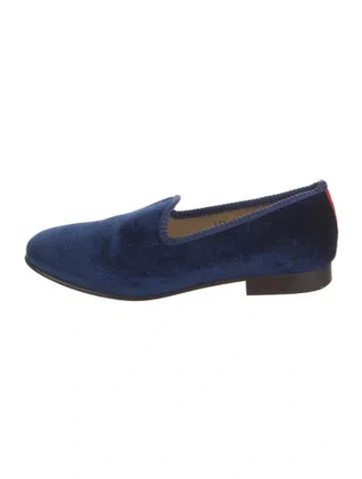 Pre-owned Del Toro Velvet Grosgrain Trim Loafers In Blue