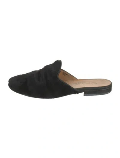 Pre-owned Del Toro Velvet Mules In Black