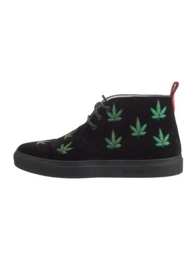 Pre-owned Del Toro Velvet Printed Sneakers In Black