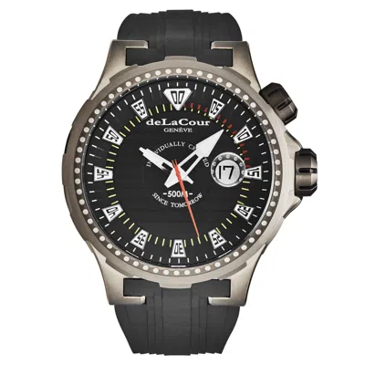 Pre-owned Delacour Men's 'promess' Deep Diver Black Dial Automatic Watch Wati0040-1342