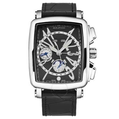 Delacour Vialarga Chronograph Automatic Black Dial Men's Watch Wast1026-blk