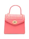 Delage 퀼팅 레더 토트 백 In Pink