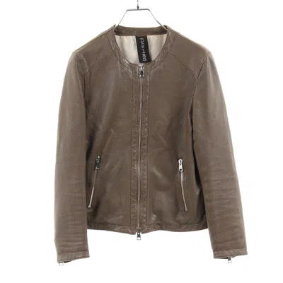 Delan Jacket Leather Dark Punching In Brown