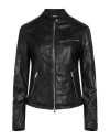 Delan Woman Jacket Black Size 10 Ovine Leather In Black