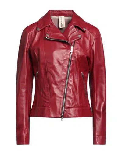 Delan Woman Jacket Red Size 10 Ovine Leather