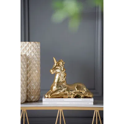 Delcorart 11x4.5x9" Flora & Fauna Unicorn Figurine, Gold
