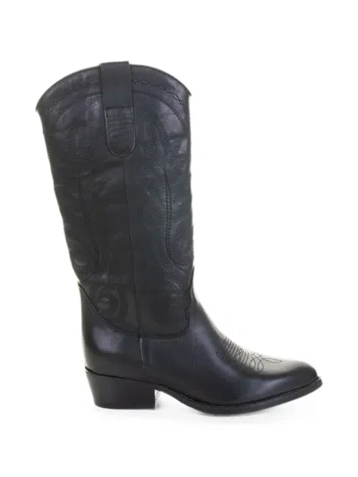 Delduca Embroidered Cowboy Boots In Black
