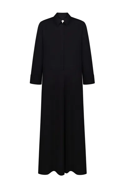 Delegan Clothes Dress With Parcel Buttom In Black