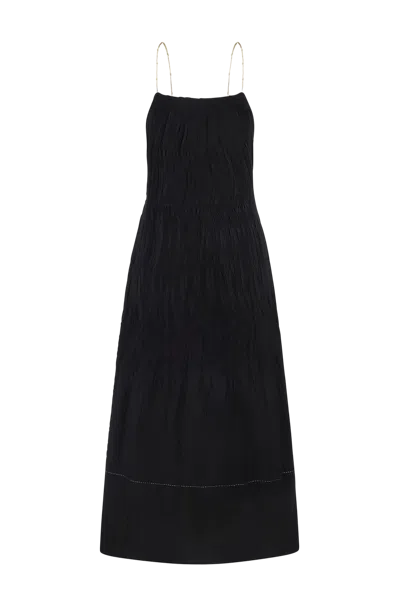 Delegan Clothes Handmade Dress With Gold Knots In Black