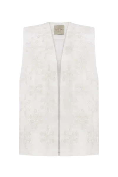 Delegan Clothes Milk Embroidered Vest In White
