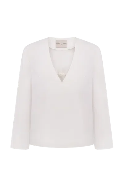 Delegan Clothes Shirt With A Knitted Button In White