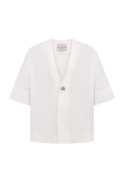 Delegan Clothes Shirt With A Knitted Gold Button In White