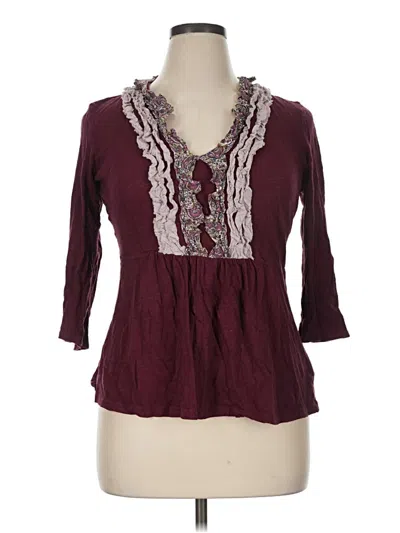 Pre-owned Deletta 3/4 Sleeve Blouse In Burgundy