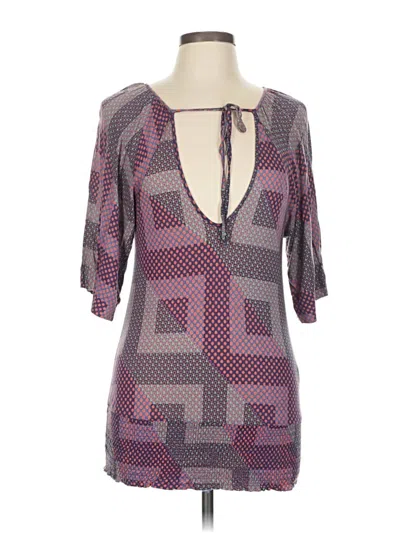 Pre-owned Deletta 3/4 Sleeve Blouse In Purple