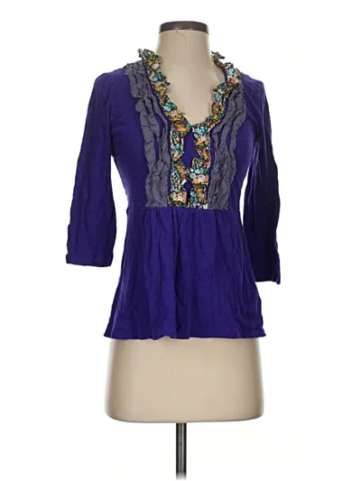 Pre-owned Deletta 3/4 Sleeve Blouse In Purple