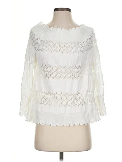 Pre-owned Deletta 3/4 Sleeve Blouse In White