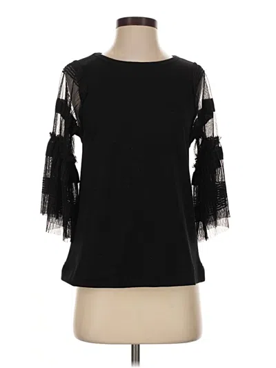 Pre-owned Deletta 3/4 Sleeve Top Black Cold Shoulder Neckline Tops