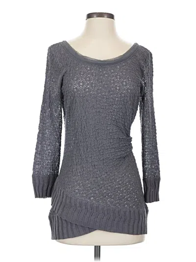 Pre-owned Deletta 3/4 Sleeve Top Gray Boatneck Tops
