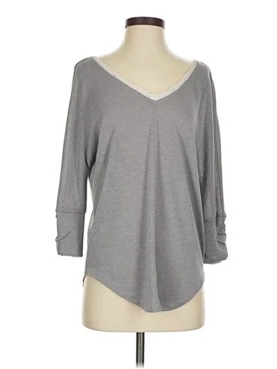 Pre-owned Deletta 3/4 Sleeve Top Gray V Neck Tops