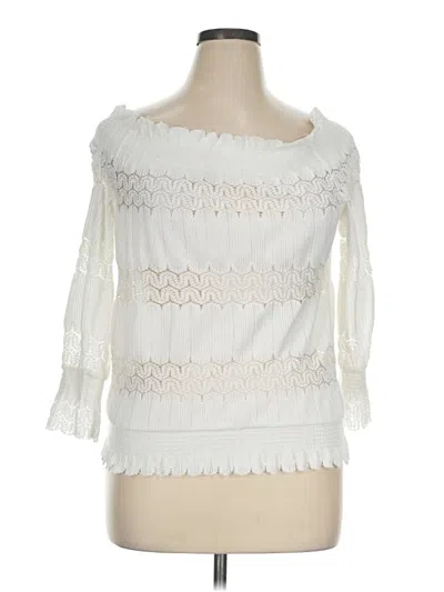 Pre-owned Deletta 3/4 Sleeve Top Ivory Boatneck Tops