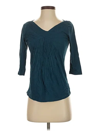 Pre-owned Deletta 3/4 Sleeve Top Teal V Neck Tops In Blue