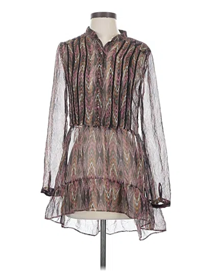 Pre-owned Deletta Long Sleeve Blouse In Gray