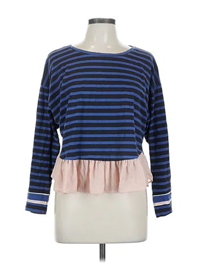 Pre-owned Deletta Long Sleeve Top Blue Boatneck Tops