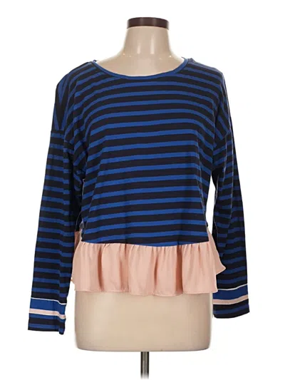 Pre-owned Deletta Long Sleeve Top Blue Boatneck Tops